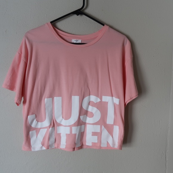 ‘Just kitten’ pink crop top hipster - Picture 1 of 5